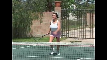 Big tits playing tennis