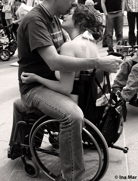 Cripple wheelchair gets legs spread dick