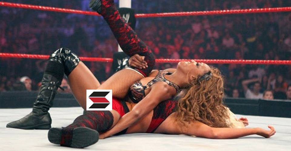 Carmella punk strip falls wrestling