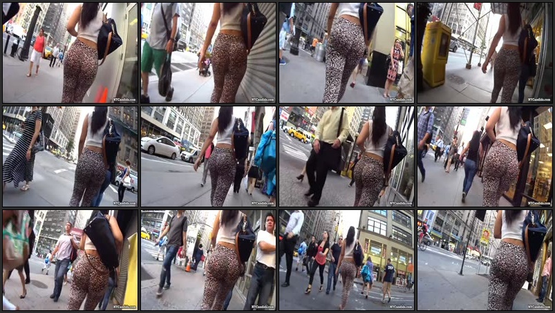 Amazing leopard leggings street creep candid