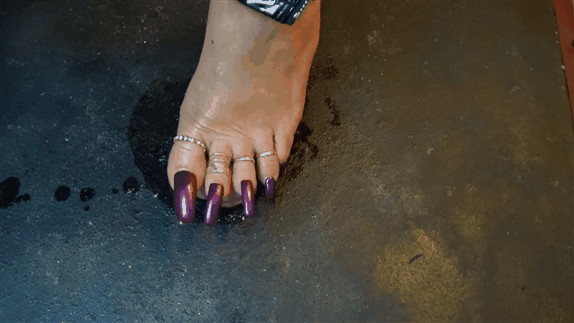 Footjob purple nails