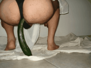 Fucked herself cucumber anal when making