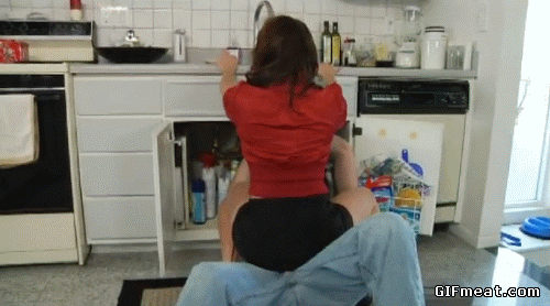 Horny babe teasing plumber tries suck