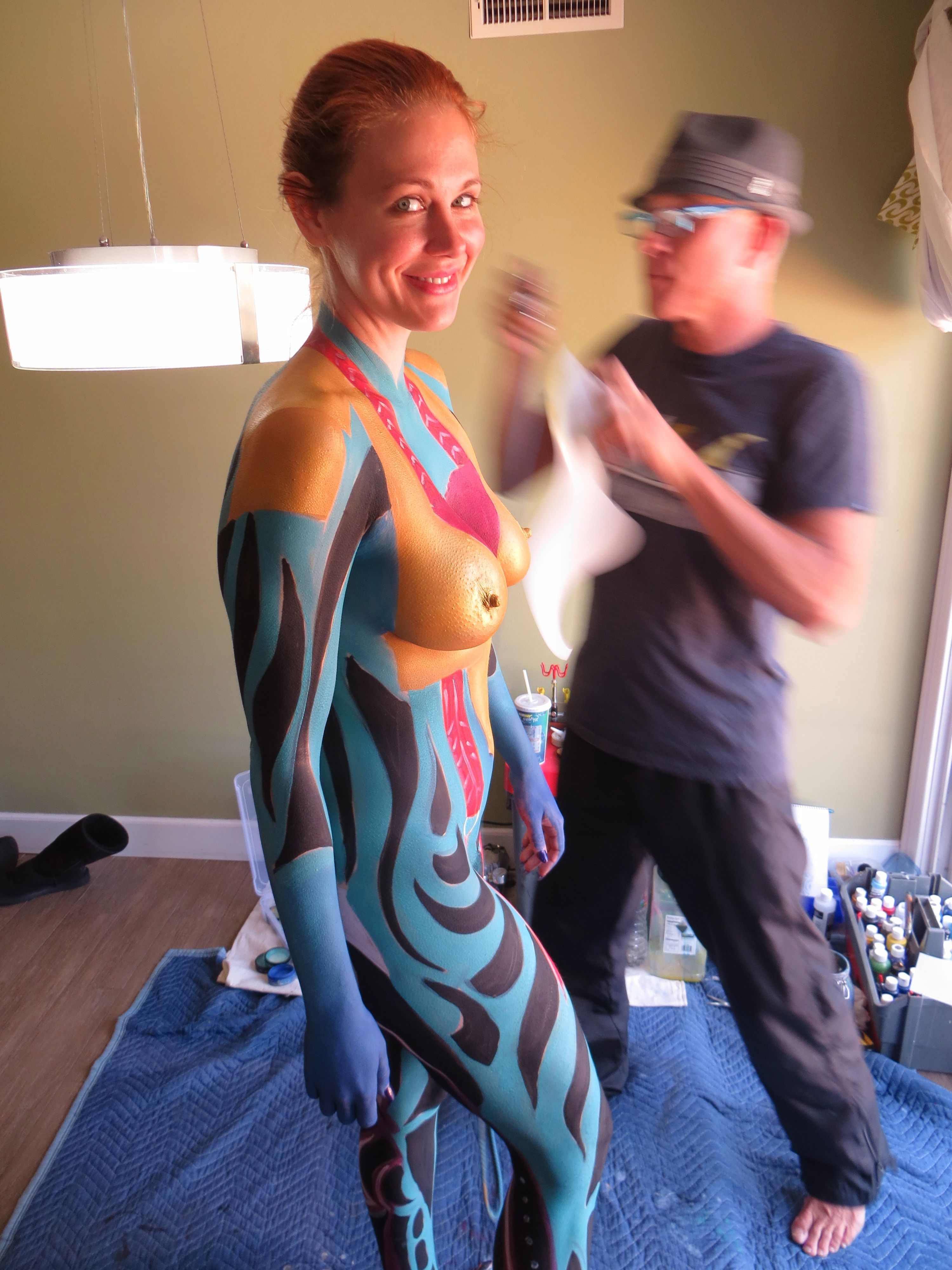 Lesbian body painting crazy party part