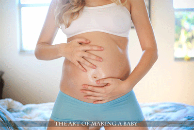 Pregnant babe loves navel